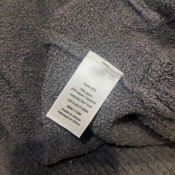 Barefoot Dreams The Cozy Chic Lite Circle Dark Gray Open Front Cardigan Large - Picture 5 of 11